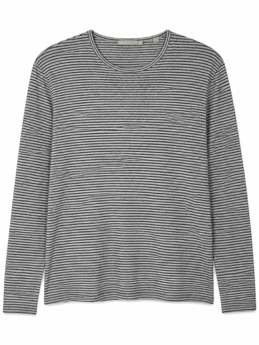 Vince Men's Long Sleeve T-Shirt Gray w/Black Stripes 100% Pima Cotton EUC Size L